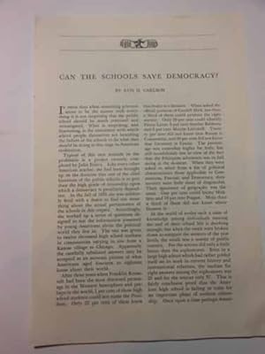 Seller image for Article: Can the Schools Save Democracy? for sale by Hammonds Antiques & Books