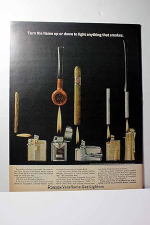 Imagen del vendedor de Advertisement for Ronson Varaflame Gas Lighters "Turn the Flame Up or Down to Light Anything That Smokes" a la venta por Hammonds Antiques & Books