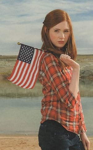 Dr Who Amelia Pond Assistant With USA American Flag Postcard