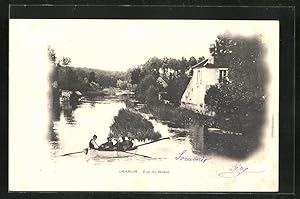 Bild des Verkufers fr Carte postale Chablis, Vue du Serein, Mnner in einem kleinen bateau zum Verkauf von Bartko-Reher