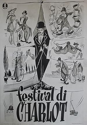 "FESTIVAL DI CHARLOT (Charlie CHAPLIN)" Affiche italienne originale entoilée / Offset VECCHIONI e...