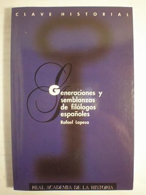 Imagen del vendedor de Generaciones y semblanzas de fillogos espaoles a la venta por Librera Antonio Azorn