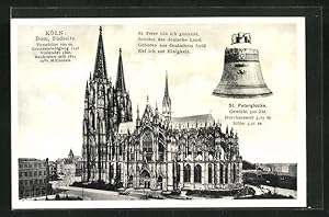 Ansichtskarte Köln, Ansicht der Südseite des Doms, St. Petersglocke