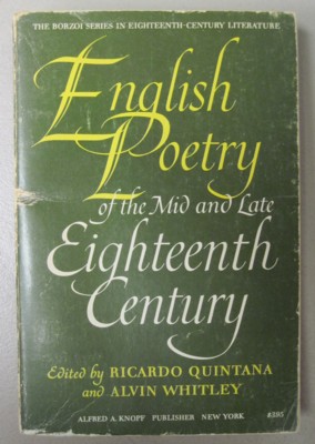 Seller image for English Poetry of the Mid and Late Eighteenth Century. An Historical Anthology for sale by Reflection Publications