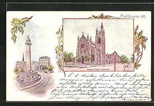 Seller image for Künstler-Postcard Baltimore, MD, Washington Monument, Corpus Christi Church for sale by Bartko-Reher