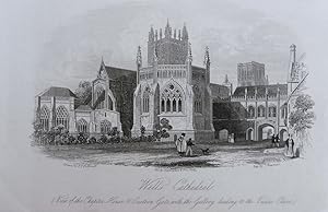 Immagine del venditore per Wells. Cathedral. View of the Chapter House & Eastern Gate with the gallery leading to the Vicars' Close. venduto da theoldmapman