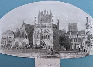 Image du vendeur pour Wells. Cathedral. (View of the Chapter House & Eastern Gate with the gallery leading to the Vicars' Close.) mis en vente par theoldmapman