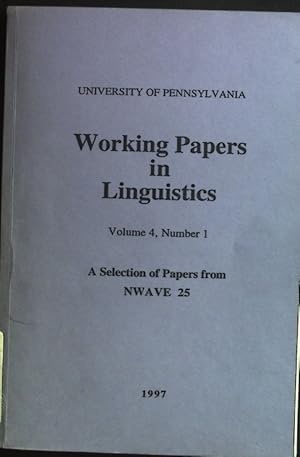 Bild des Verkufers fr Working Papers in Linguistics, Volume 4, Number 1: A Selection of Papers from NWAVE 25. zum Verkauf von books4less (Versandantiquariat Petra Gros GmbH & Co. KG)