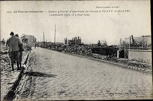 Bild des Verkufers fr Ansichtskarte / Postkarte Flavy le Martel Aisne, Aspect general d'une route en ruines, Kriegszerstrung 1. WK zum Verkauf von akpool GmbH