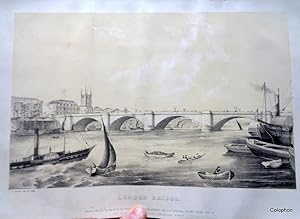 London Bridge. Lithographic Print c1840