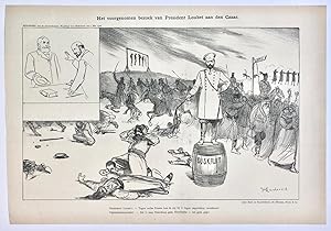 [Original lithograph/lithografie by Johan Braakensiek] Het voorgenomen bezoek van President Loube...