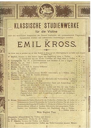 Klassische Studienwerk für die Violine von Emil Kross