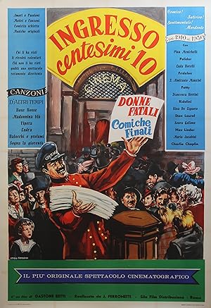 "INGRESSO CENTESIMI 10" Réalisé par Ignazio FERRONETTI en 1955 avec Charlie CHAPLIN, Stan LAUREL,...