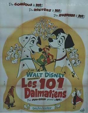 "LES 101 DALMATIENS (101 DALMATIANS)" Réalisé par Walt DISNEY en 1961 / Affiche originale entoilé...