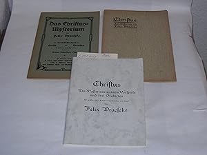 Bild des Verkufers fr 3 Broschren: 1. Christus, Ein Mysterium in einem Vorspiele und drei Oratorien fr groen Chor, Solostimmen, Orchester und Orgel. Vollstndiges Textbuch mit Einfhrung in das Werke, Lebensbeschreibung und Bild. Fr die erste Gesamtauffhrung durch den Bruno Kittelschen Chor. / 2. Das Christus-Mysterium. Die Urauffhrungen in Berlin und Dresden 1921 durch den Bruno Kittelschen Chor./ 3. Wie Nr. 1, aber die Ausgabe Speyer und Heilbronn 1990 und 1991//. zum Verkauf von Der-Philo-soph