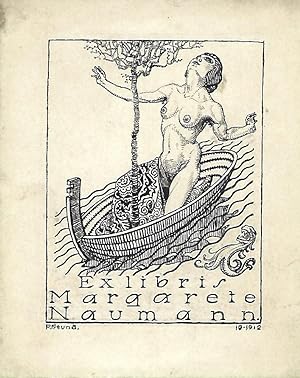 Ex libris Margarete Naumann. Entwurf eines Exlibris. Tusche. 1912.