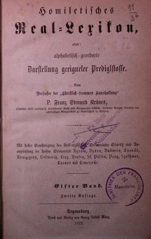 Imagen del vendedor de Homiletisches Real-Lexikon, oder: alphabetisch-geordnete Darstellung geeigneter Predigtstoffe. Bd. 11-12. a la venta por Antiquariat Bookfarm