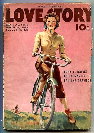 Bild des Verkufers fr Love Story Pulp March 25 1939- bicycle cover- Strange Husband zum Verkauf von DTA Collectibles