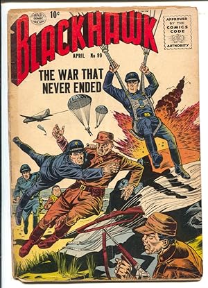 Blackhawk Comics #99 1956-Quality- Parachute cover-Queen of Blackhawk Island-Commies-FR