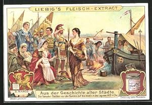 Bild des Verkufers fr Sammelbild Liebig, Liebig`s Fleisch-Extract, Aus der Geschichte alter Stdte, Die Veneter flchten vor den Hunnen. zum Verkauf von Bartko-Reher