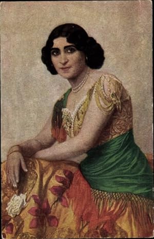 Künstler Ansichtskarte / Postkarte Langenmantel, Ludwig von, La belle Estio, Frauenportrait