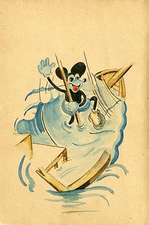 "MICKEY naufragé" Maquette originale dessinée à la gouache sur papier (années 30) / Origine inconnue