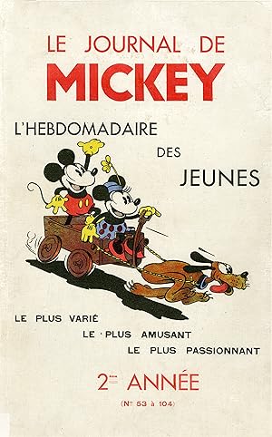 "LE JOURNAL DE MICKEY 2ème Année" Couverture originale entoilée / Typo-litho originale d'après Wa...
