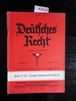 Seller image for Deutsches Recht, 5. Jahrgang 1935, Heft 19/20: Junge Rechswissenschaft. 15. Oktober 1935. Zentralorgan des NS.-Rechtswahrerbundes for sale by Galerie fr gegenstndliche Kunst