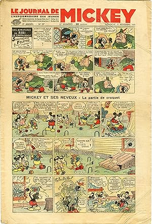 "LE JOURNAL DE MICKEY N° 57 (17/11/1935)" MICKEY ET SES NEVEUX : La partie de croquet