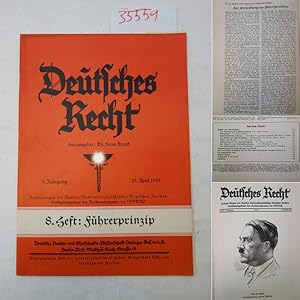 Seller image for Deutsches Recht, 5. Jahrgang 1935, Heft 8: Fhrerprinzip. 25. April 1935. Zentralorgan des NS.-Rechtswahrerbundes for sale by Galerie fr gegenstndliche Kunst