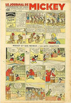 "LE JOURNAL DE MICKEY N° 63 (29/12/1935)" MICKEY ET SES NEVEUX : Les petits resquilleurs