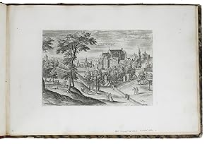 Seller image for [Views in the vicinity of Brussels].[Antwerp], Hans van Luyck, [ca. 1575/80]. Oblong folio album (24.5 x 35.5 cm). Series of 24 engravings (plate size ca. 20 x 14 cm) with views of landscapes around Brussels, by Hans I Collaert possibly after Hans Bol or Jacob Grimmer, each with a caption in the plate (plates 8 and 20 also with Van Luyck and Collaert's monograms "H.V.L.EX[cudit]" and "H.C.F[ecit]"). Trimmed down to the plate edge and mounted on album leaves, numbered in pencil on the album leaves, next to the engravings. Modern red half cloth, marbled sides. for sale by Antiquariaat FORUM BV