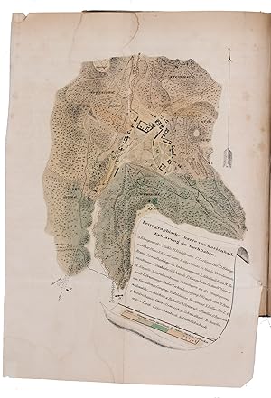 Bild des Verkufers fr Pflanzen und Gebirgsarten von Marienbad, . ergnzt, und mit einem anhange ber die andern naturhistorischen Verhltnisse der Curortes.Prague, Kronberger and Weber ("Druck und Papier von Gottlieb Haase Shne"), 1837. 8vo. With 5 lithographed plates numbered I-II, [III], IV-V, namely a frontispiece view by Sandtner, 3 further illustration plates (1 hand-coloured) and a hand-coloured folding petrographic map of Marienbad. Also with a folding letterpress table. Contemporary brown half sheepskin, gold-tooled spine. zum Verkauf von ASHER Rare Books