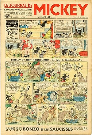 "LE JOURNAL DE MICKEY N° 75 (22/3/1936)" MICKEY ET SON KANGOUROU : Le bain de Moule-à-gaufre