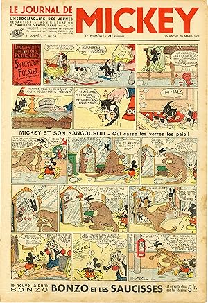 "LE JOURNAL DE MICKEY N° 76 (29/3/1936)" MICKEY ET SON KANGOUROU : Qui casse les verres les paie