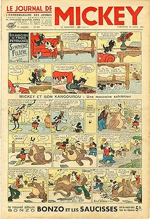 "LE JOURNAL DE MICKEY N° 80 (26/4/1936)" MICKEY ET SON KANGOUROU : Une mauvaise exhibition (compl...