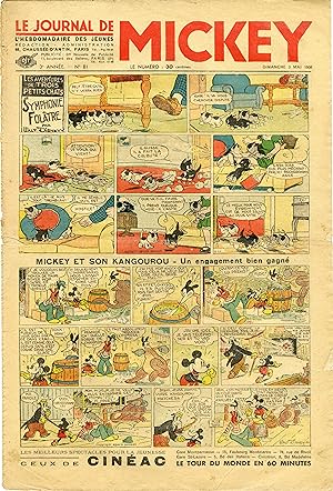 "LE JOURNAL DE MICKEY N° 81 (3/5/1936)" MICKEY ET SON KANGOUROU : Un engagement bien gagné