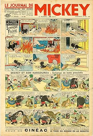 "LE JOURNAL DE MICKEY N° 84 (24/5/1936)" MICKEY ET SON KANGOUROU : Échange de bons procédés