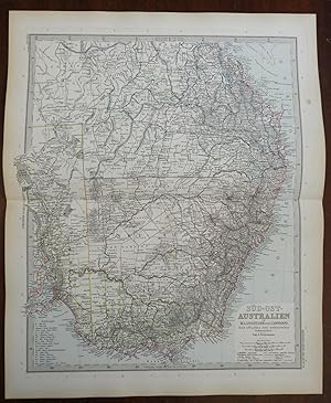 Southeastern Australia New South Wales Tasmania 1890 Petermann detailed map