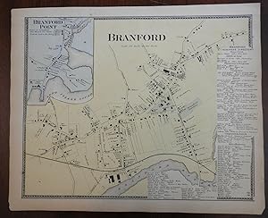 Branford & Branford Point Connecticut 1868 Beers township map Long Island Sound