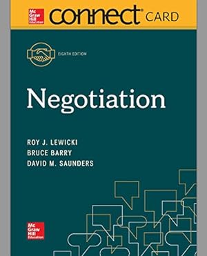 Seller image for Connect Access Card for Negotiation by Lewicki Irving Abramowitz Memorial Professor, Roy J, Saunders, David M, Barry, Bruce [Unknown Binding ] for sale by booksXpress