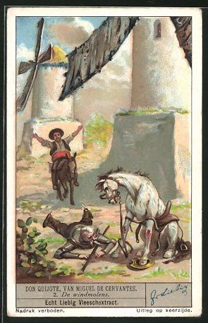 Seller image for Sammelbild Liebig, Don Quijote van Miguel de Cervantes, De windmolens for sale by Bartko-Reher