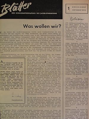 Blätter der Schülermitverwaltung des Jacobi-Gymnasiums. 1. Jahrgang, Hefte Nr. 1, Oktober 1952, b...
