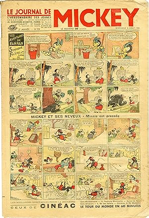 "LE JOURNAL DE MICKEY N° 95 (9/8/1936)" MICKEY ET SES NEVEUX : Minnie est pressée