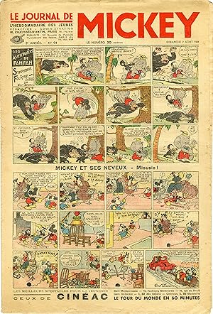 "LE JOURNAL DE MICKEY N° 94 (2/8/1936)" MICKEY ET SES NEVEUX : Miousic