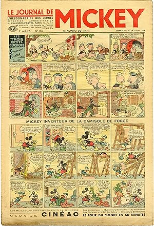 "LE JOURNAL DE MICKEY N° 106 (25/10/1936)" MICKEY INVENTEUR DE LA CAMISOLE DE FORCE