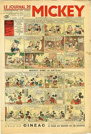 "LE JOURNAL DE MICKEY N° 107 (1/11/1936)" MICKEY AIME LE GATEAU