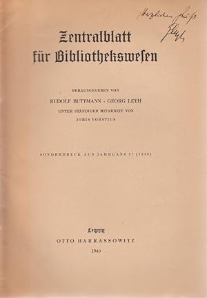 Grundsätzliches aus der Geschichte der Bibliotheken. [Aus: Zentralblatt für Bibliothekswesen, Jg....