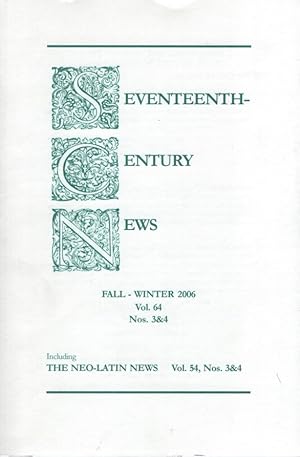 Seller image for Seventeenth-Century News: Volume 64, Nos. 3&4, Fall-Winter 2006. for sale by Fundus-Online GbR Borkert Schwarz Zerfa