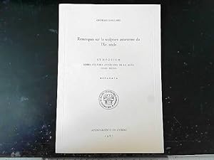 Bild des Verkufers fr Remarques sur la scupture asturienne du IXe sicle zum Verkauf von JLG_livres anciens et modernes